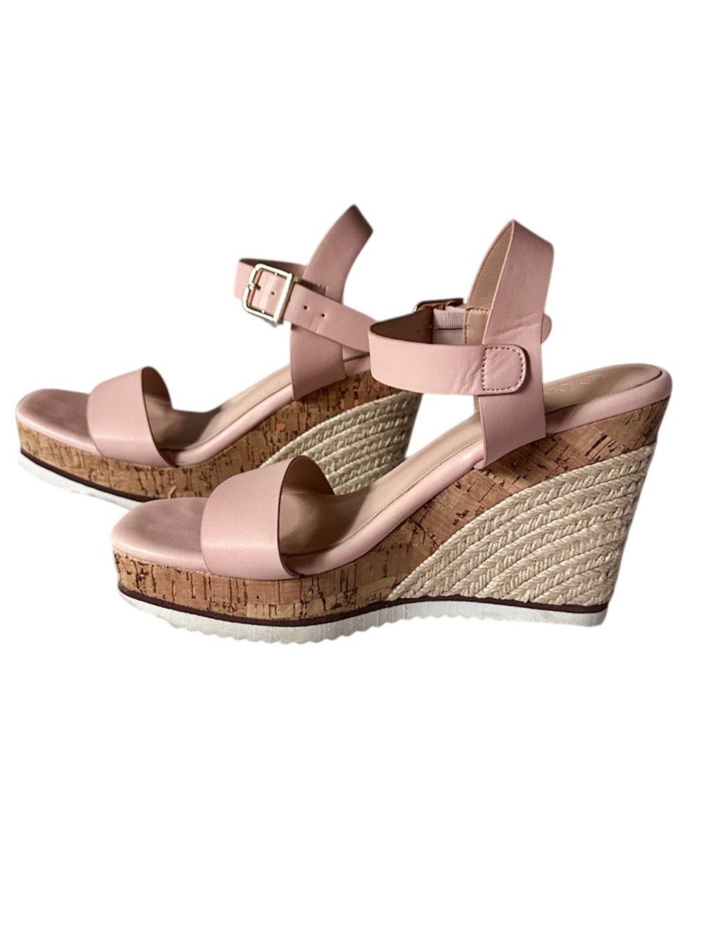 Women’s Blush Pink Wedge Sandals with Cork Platform